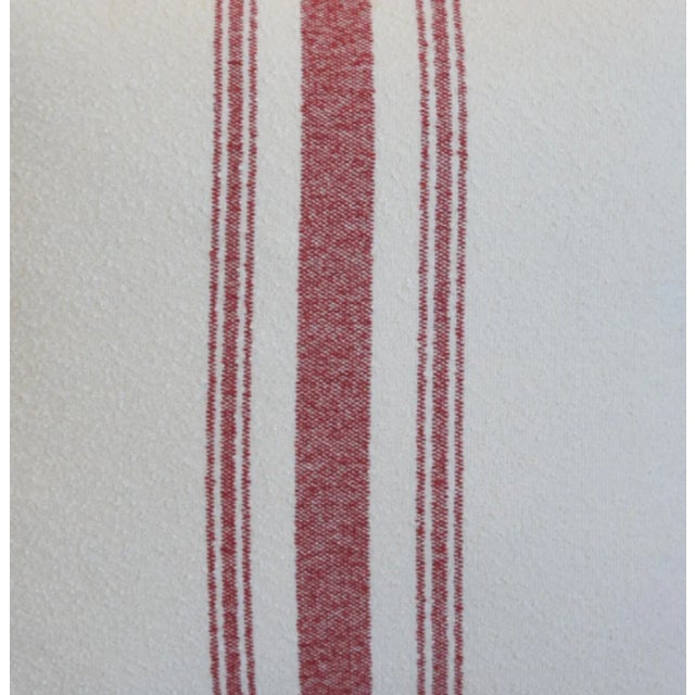 French Red Striped Woven Grain Sack Fabric Feather/Down Pillow For Sale - Image 4 of 7