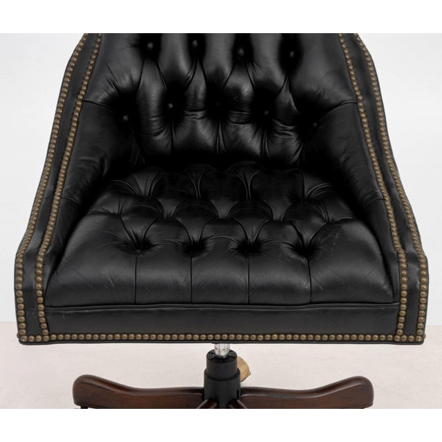 Chesterfield Black Leather Executive Chair For Sale - Image 4 of 9
