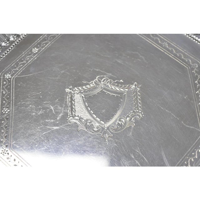 Antique Ellis Barker English Edwardian Silver Plated Octagonal Trinket Dish Tray For Sale - Image 9 of 14