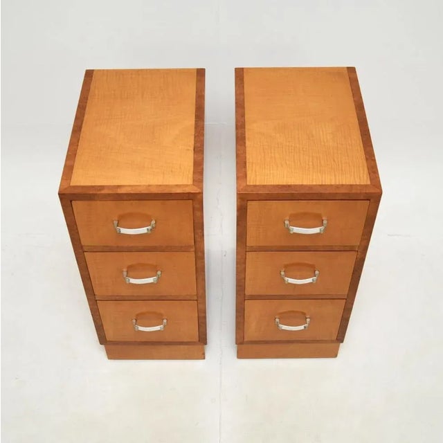 Art Deco Satinwood and Walnut Bedside Chests, 1930, Set of 2 For Sale - Image 6 of 10