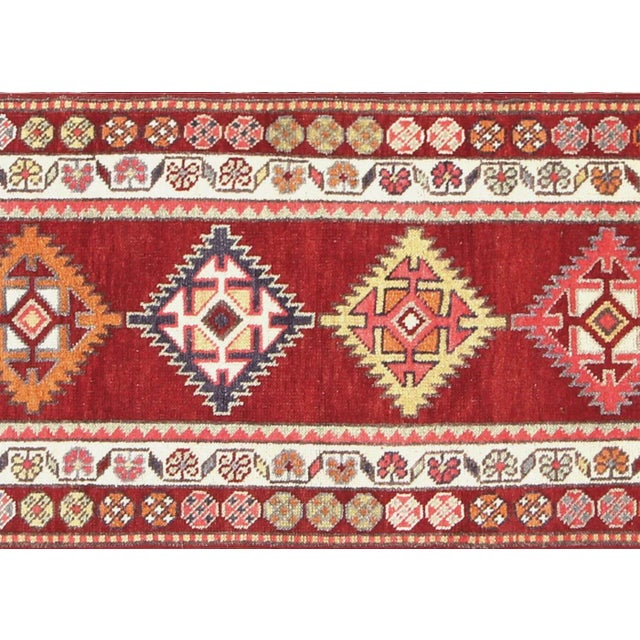 1960s Turkish Oushak Runner. Handwoven with wool on wool foundation in the Oushak region of Western Turkey. The Anatolian...