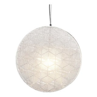 Hush by Oggetti Galvanized Iron Pendant Light, White, Large For Sale