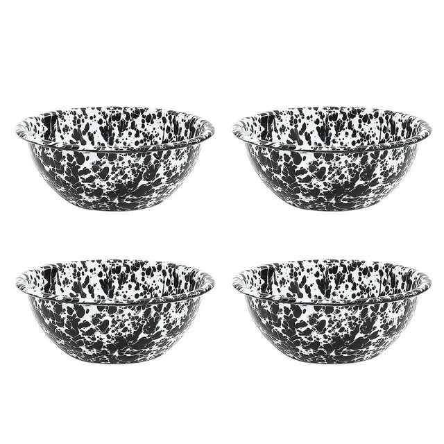 Crow Canyon Home Splatterware, 20 oz. Cereal Bowls in Black & White - Set of 4 For Sale In San Francisco - Image 6 of 6