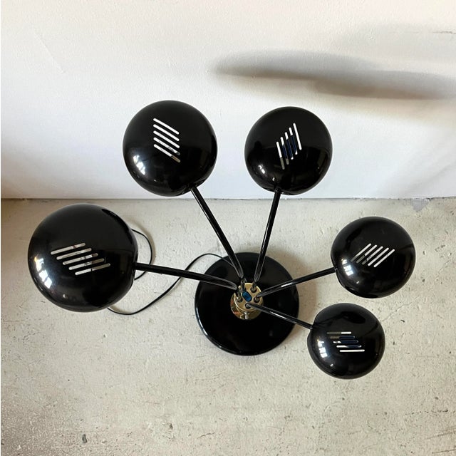 1980s 1980s Post-Modern Eyeball Black Metal Multi-Arm Adjustable Task Lamp For Sale - Image 5 of 9
