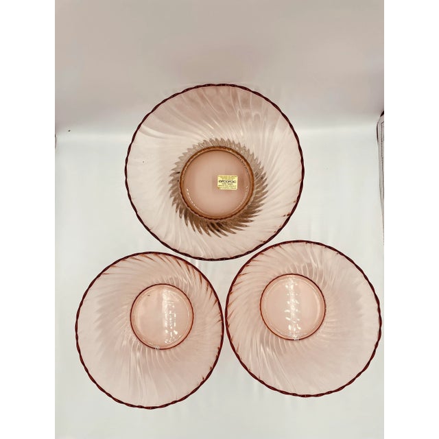 Vintage Set of Three French Pink Bowls ~ This lovely pink glass set of bowls are made in France. The set includes one...