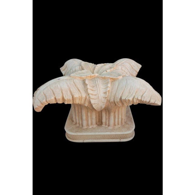 Cream Vintage Serge Roche Style Regency Carved Palm Leaf Coffee Table For Sale - Image 8 of 9