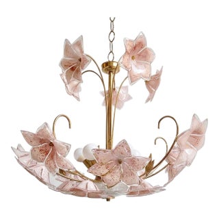 Large Exquisite Mid-Century Murano Glass Floral Chandelier, 1970s For Sale