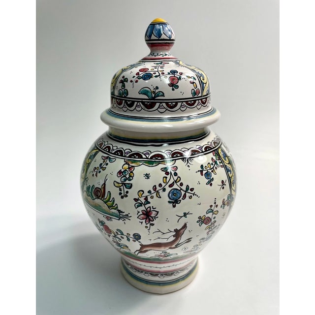 Vintage Estrela De Conimbriga Painted Pottery Lidded Ginger Jar For Sale - Image 4 of 5
