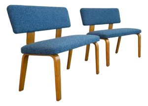 Mid-Century Modern Maple Bentwood and Bouclé Benches by Thonet
