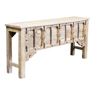 Bleached Antique Indian Door Made Into a Console Table For Sale