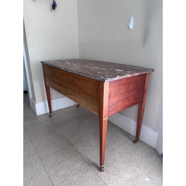 Late 19th Century Inlaid Mahogany Marble Top Dressing Table/Desk For Sale - Image 13 of 18