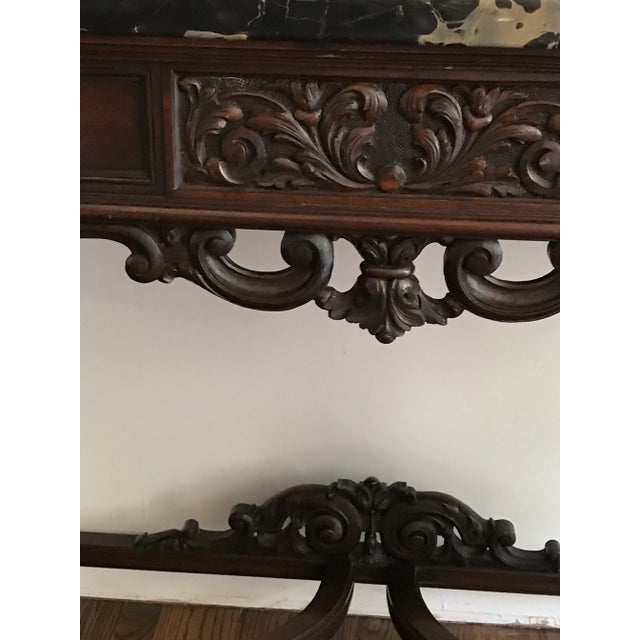 Antique 1920s Berkey and Gay Style Marble Topped Sideboard Console For Sale In Chicago - Image 6 of 13