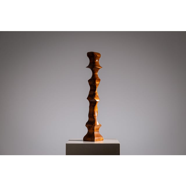 Modern Minimalist Abstract Handcarved Sculpture, 1970s, Wood For Sale - Image 3 of 15