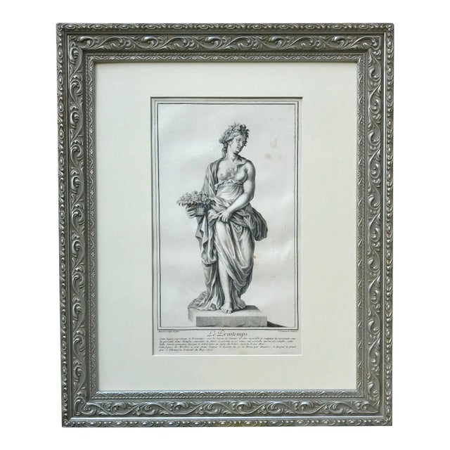 Gray Antique Italian Engraving "The Spring" 1702 Roman Statues For Sale - Image 8 of 8