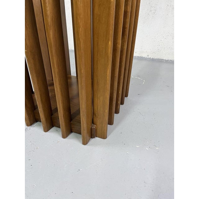 Wood Italian Sculptural Dining Table in Crafted Wood and Thick Glass, 1970s For Sale - Image 7 of 9