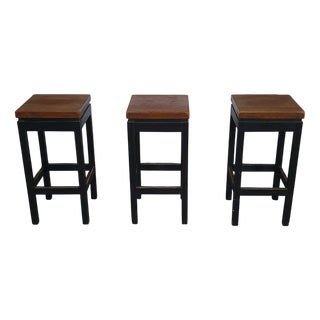 Oak Construction Stools, 1960s, Set of 3 For Sale