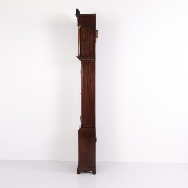English Mahogany Longcase Clock with Marquetry and Brass Dial, 1880s For Sale - Image 11 of 13