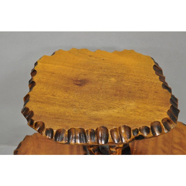 Wood Vintage Mid Century Modern Live Edge 3 Tier Walnut Plant Stand Side Table For Sale - Image 7 of 15