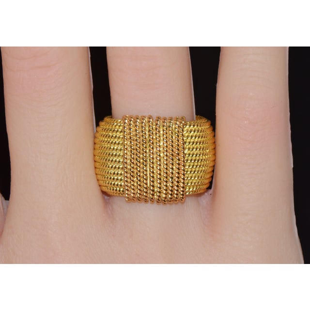 Metal Authentic Vintage Roberto Coin Opera 18k Yellow & Rose Gold Wide Statement Band Ring With Hidden Ruby, Size 7.5 For Sale - Image 7 of 17