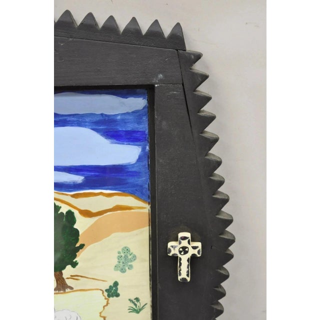 Blue Bill & Geraldine Nelson “Old Southwest” Black Sheep Painting Carved Wood Frame For Sale - Image 8 of 11