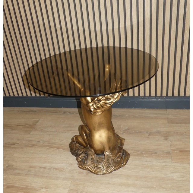 Small Gilt Horse Coffee Table with Smoked Glass Top, 1970s For Sale - Image 5 of 12