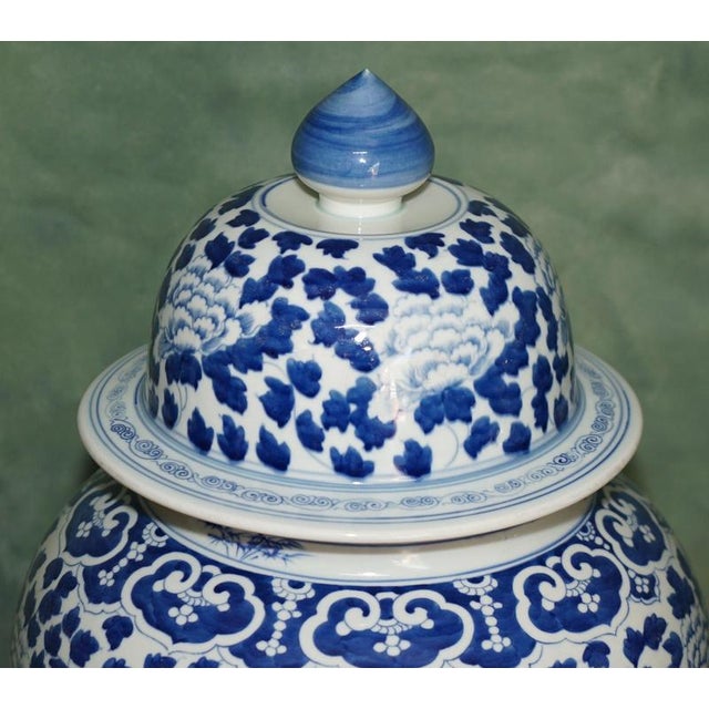 Ceramic Large Chinese Style Blue and White Temple Jars from Ralph Lauren, Set of 2 For Sale - Image 7 of 18