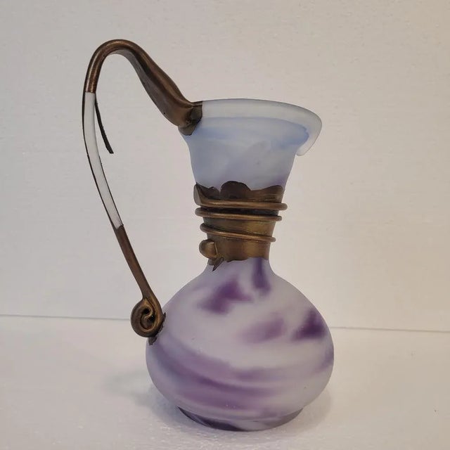 Violet Glass Jug with Gilt Decorations, France, 1980s For Sale - Image 6 of 17
