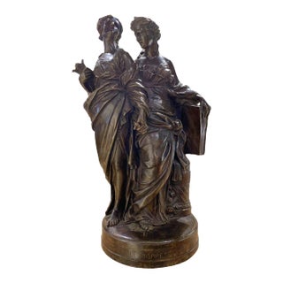 Allegorical Bronze of Music and Poetry After Guillaume Coustou II For Sale