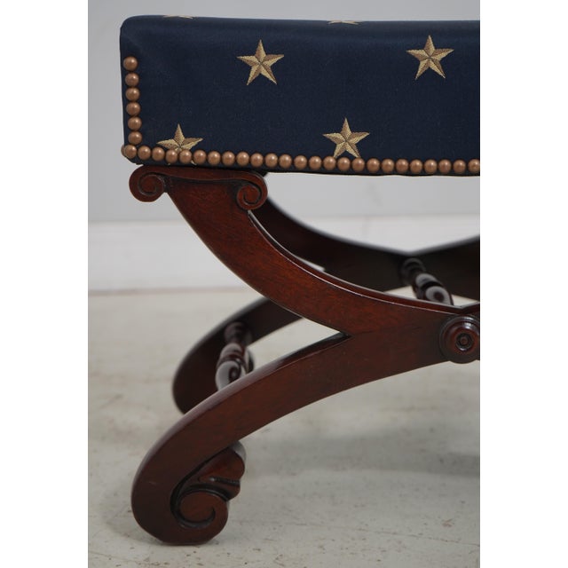 Textile Vintage Federal Style Bench W. Brand New Upholstery For Sale - Image 7 of 12