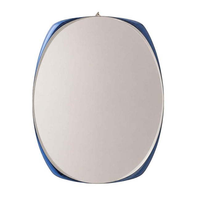 Glass Space Age Italian Cobalt Blue Mirror Curved Glass in the style of Cristal Art, 1970s For Sale - Image 7 of 7