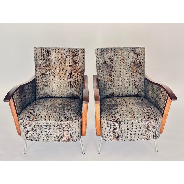 1960s Diamond Back Croc-Embossed Mid-Century Lounge Chairs For Sale In Austin - Image 6 of 11