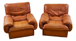 Set of Leather Chairs, 1970s