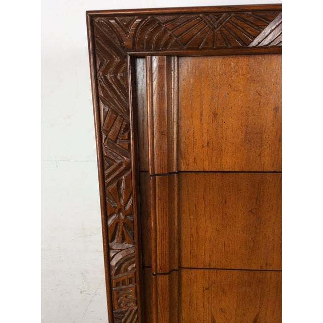 1960s Mid Century Modern Armoire With Five Drawers and Unique Brass Hardware For Sale - Image 5 of 18