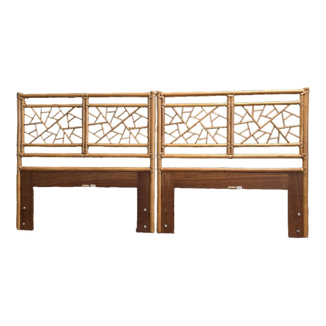 1970s Vintage McGuire King/2 Twin Rattan Headboards For Sale