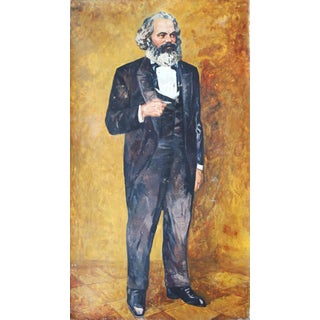 Karl Marx Portrait Painting, Original Socialist Realism, Ukrainian Art 203-115 For Sale