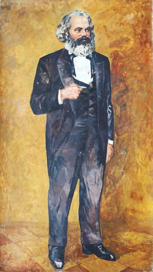 Karl Marx Portrait Painting, Original Socialist Realism, Ukrainian Art 203-115