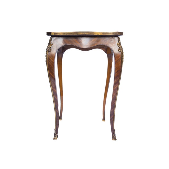 Brown Set Three Louis XV-Style Kingwood and Parquetry Nesting Tables, French, C. 1880 For Sale - Image 8 of 13