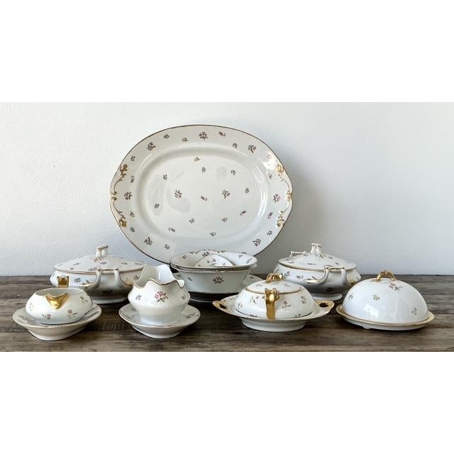 French Vintage Regency Limoges China Floral Serving Pieces - Set of 12 For Sale - Image 3 of 13