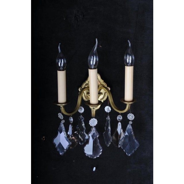 Vintage French Crystal Sconces, 1930s, Set of 2 For Sale - Image 11 of 14