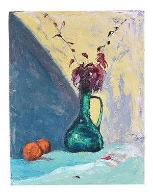 Tall Contemporary Floral Still Life Painting by Clair Seglem - 23" X 17.5"