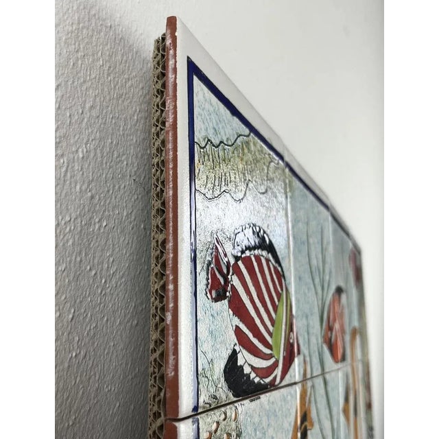 Blue Hand Decorated Ceramic Panel, Italy, 1980s For Sale - Image 8 of 9