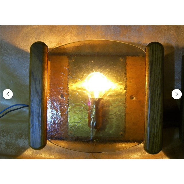 Mid-Century Modern Art Deco Brass, Wood and Glass Sconces from Fischer Leuchten, 1970s, Set of 2 For Sale - Image 9 of 10
