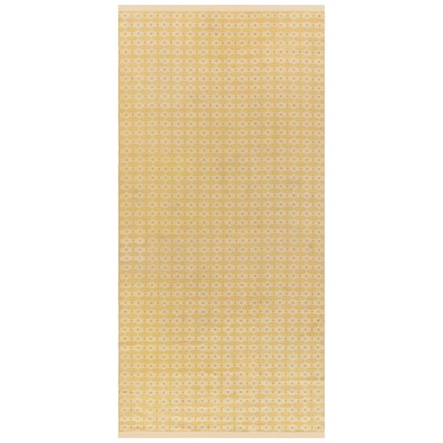 Doris Leslie Blau Midcentury Swedish Yellow Double Sided Fragment Rug For Sale