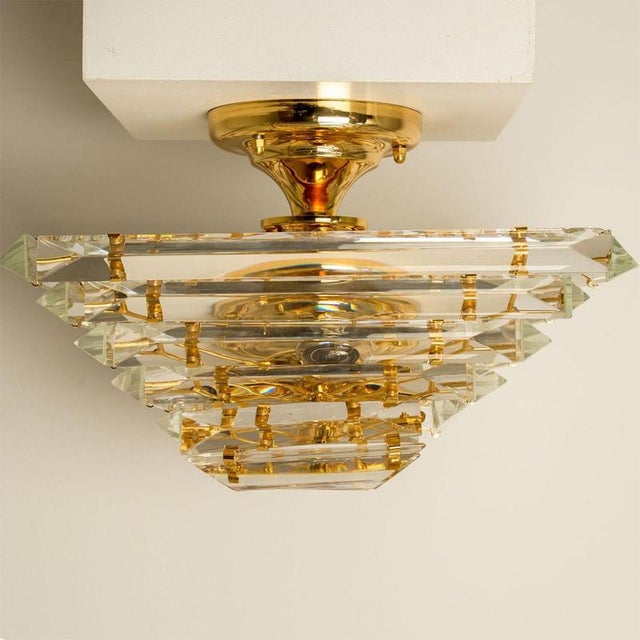 Clear and Gold Glass Pyramid Flush Mount in the style of Venini, 1970s For Sale - Image 10 of 18