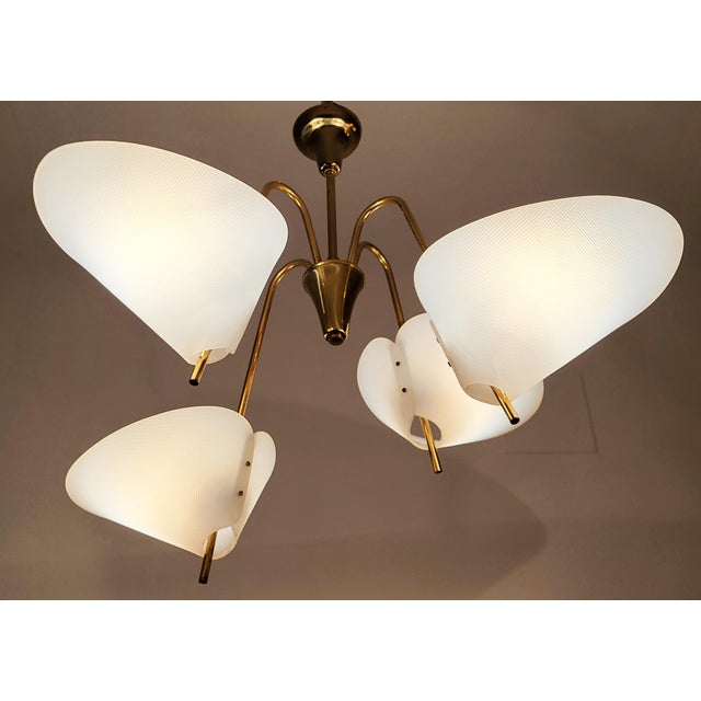 Gold Mid-Century Modern Austrian Brass Chandelier by Rupert Nikoll, 1950s For Sale - Image 8 of 8