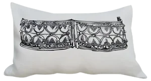 Hand-Painted White Linen Jewels Collection Pillow from House of Ita