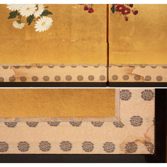 1960s Large Shōwa Era Japanese Byobu Screen "Chrysanthemums" For Sale - Image 14 of 18