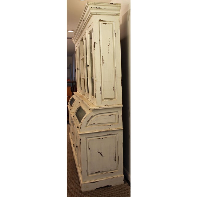 Large Country French Rustic Distressed White Bread Cupboard Chairish