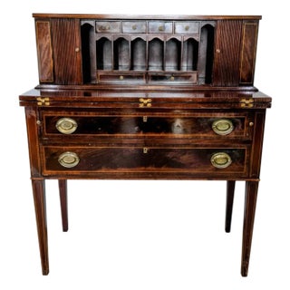 Federal Style Maddox Mahogany Secretary Desk – Tambour Doors, Jamestown Ny For Sale