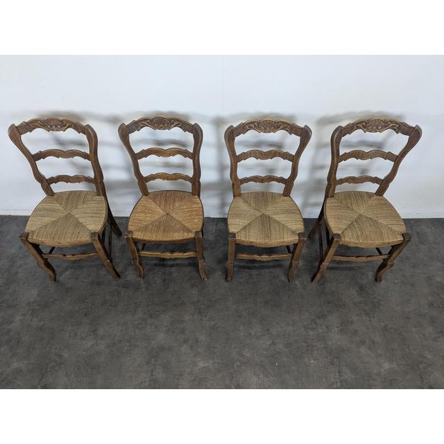 Louis XV Style Straw-Seated Chairs, Set of 4 For Sale - Image 3 of 9